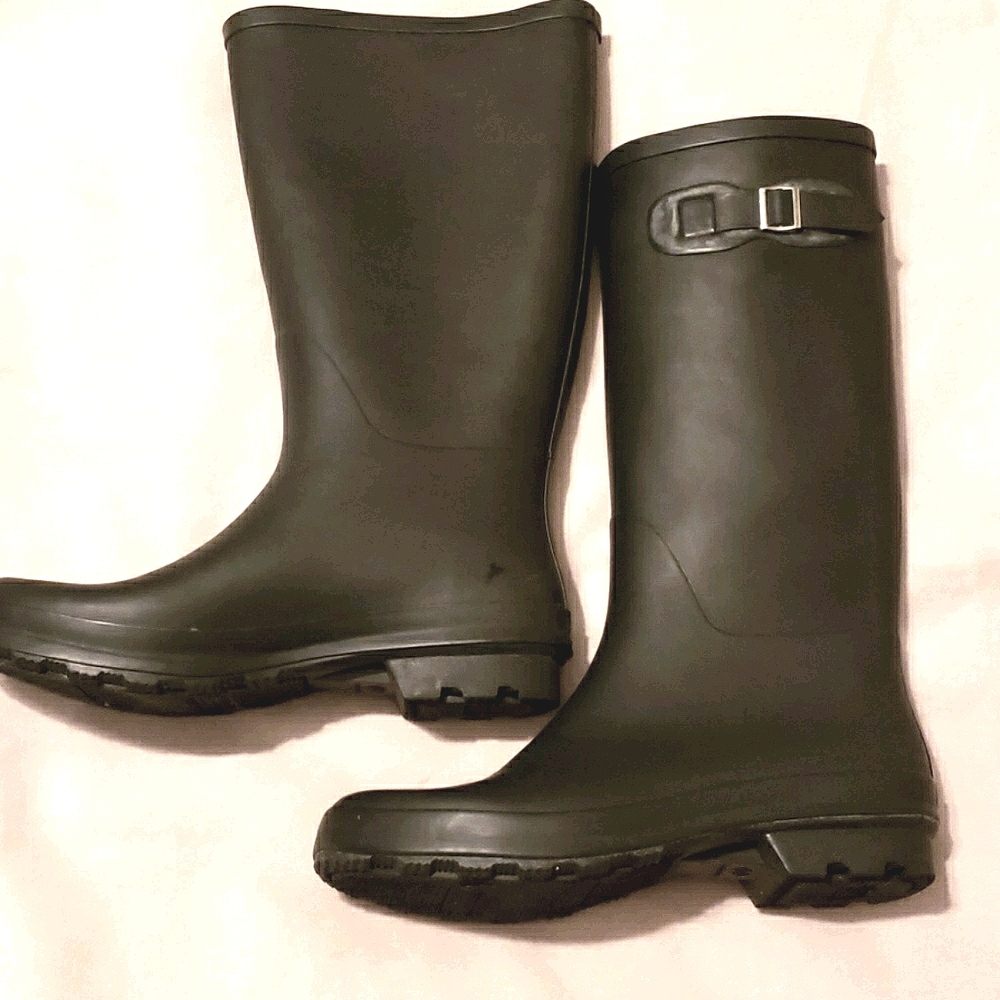 Black Heavy-Duty Rubber Rain Boots Sz 10